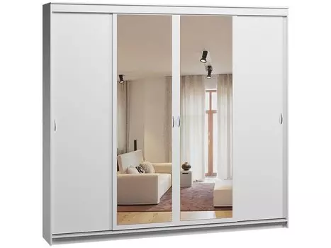 Шкаф-купе Эконом-4-260-240 Белый 2 зеркала