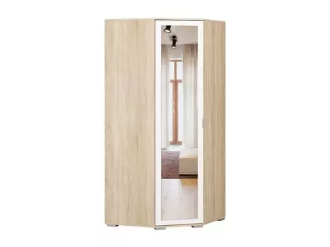 Угловой распашной шкаф Стелла-80-50-200 Дуб Сонома с зеркалом