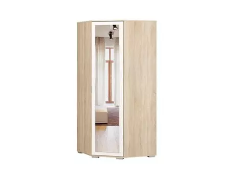 Угловой распашной шкаф Стелла-80-50-200 Дуб Сонома с зеркалом