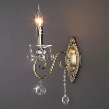 Бра Eurosvet 10104/1 античная бронза/прозрачный хрусталь Strotskis