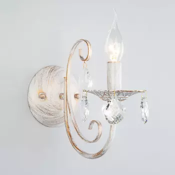 Бра Eurosvet 3305/1 белый с золотом/прозрачный хрусталь Strotsk