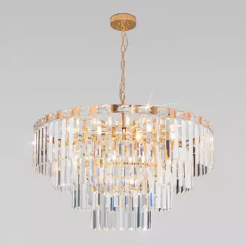 Каскадная люстра Eurosvet 10130/10 золото/прозрачный хрусталь Strotskis