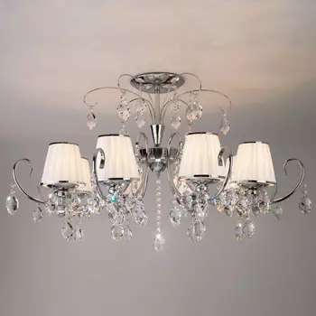 Люстра на штанге Eurosvet 10021/8 хром/прозрачный хрусталь Strotskis