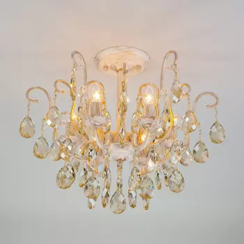 Люстра на штанге Eurosvet 10022/6 белый с золотом/ тонированный хрусталь Strotskis