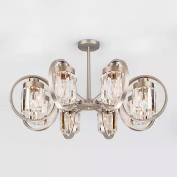 Люстра на штанге Eurosvet 10095/8 сатин-никель/прозрачный хрусталь Strotskis