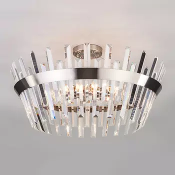 Люстра на штанге Eurosvet 10111/8 сатин-никель / прозрачный хрусталь Strotsk