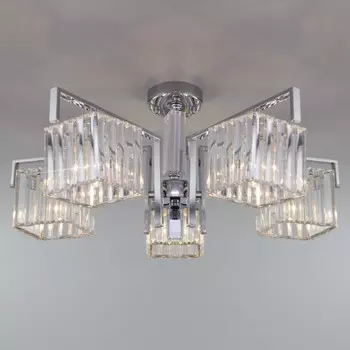 Люстра на штанге Eurosvet 10117/5 хром/прозрачный хрусталь Strotskis