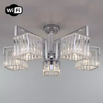 Люстра на штанге Eurosvet 10126/5 хром/прозрачный хрусталь Strotskis Smart (10117/5)