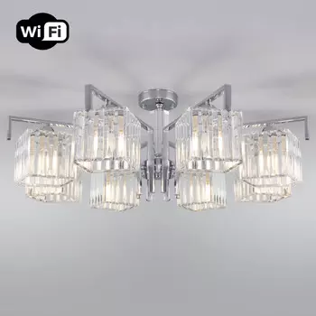 Люстра на штанге Eurosvet 10126/8 хром/прозрачный хрусталь Strotskis Smart (