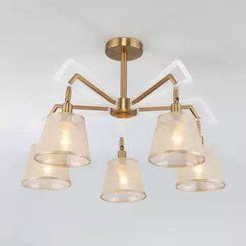 Люстра на штанге Eurosvet 60082/5 золотая бронза