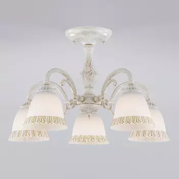 Люстра на штанге Eurosvet 60107/5 белый с золотом