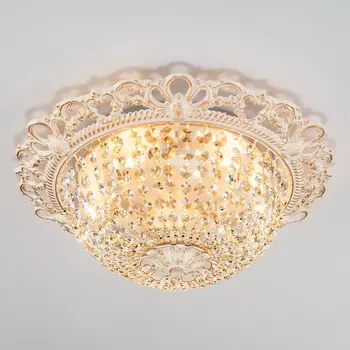 Накладная люстра Eurosvet 3298/5 белый с золотом/прозрачный хрусталь Strotskis