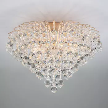 Накладная люстра Eurosvet 3299/9 белый с золотом/прозрачный хрусталь Strotskis