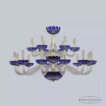 Подвесная люстра Bohemia Ivele Crystal 1308/12+6/360/2d G Cl/Clear-Blue/H-1I