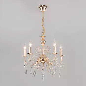 Подвесная люстра Eurosvet 10094/5 золото/прозрачный хрусталь Strotskis
