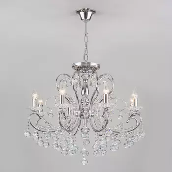 Подвесная люстра Eurosvet 10096/8 хром/прозрачный хрусталь Strotskis