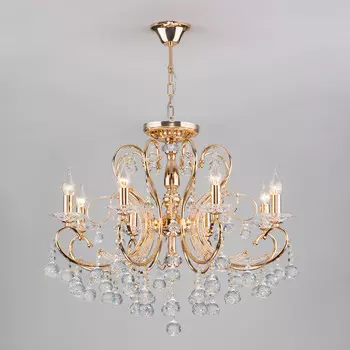 Подвесная люстра Eurosvet 10096/8 золото/прозрачный хрусталь Strotskis