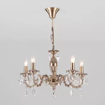 Подвесная люстра Eurosvet 10102/5 античная бронза/прозрачный хрусталь Strotskis