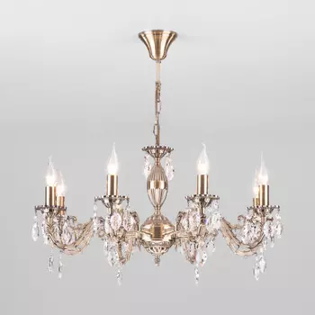 Подвесная люстра Eurosvet 10102/8 античная бронза/прозрачный хрусталь Strotskis