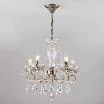 Подвесная люстра Eurosvet 10103/5 античная бронза/прозрачный хрусталь Strotskis