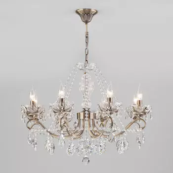 Подвесная люстра Eurosvet 10103/8 античная бронза/прозрачный хрусталь Strotskis