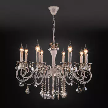 Подвесная люстра Eurosvet 10104/8 белый с золотом/тонированный хрусталь Strotskis