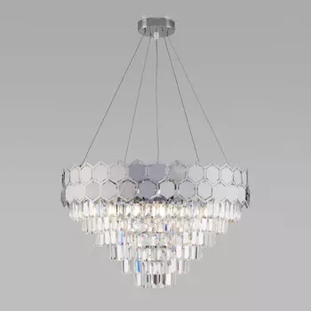 Каскадная люстра Eurosvet 10113/8 хром/прозрачный хрусталь Strotskis