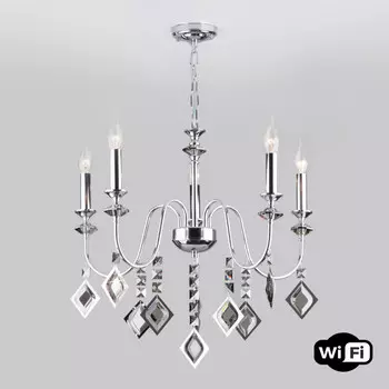 Подвесная люстра Eurosvet 10120/5 хром/дымчатый хрусталь Strotskis Smart (10110/5)