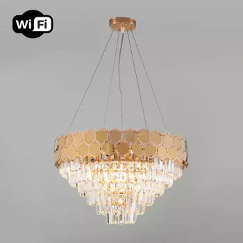 Каскадная люстра Eurosvet 10124/8 золото/прозрачный хрусталь Strotskis Smart