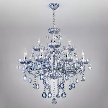 Подвесная люстра Eurosvet 3015/12 хром/лазурный хрусталь Strotskis