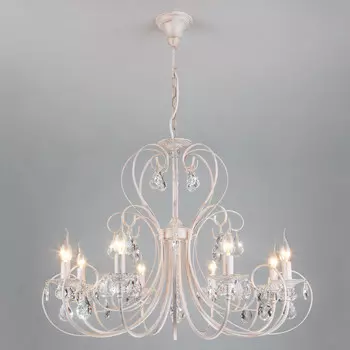 Подвесная люстра Eurosvet 3305/8 белый с золотом/прозрачный хрусталь Strotsk