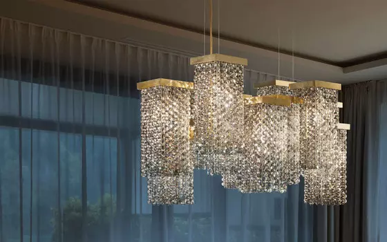 Подвесная люстра Masiero SKYLINE S12 G14 CUT CRYSTAL