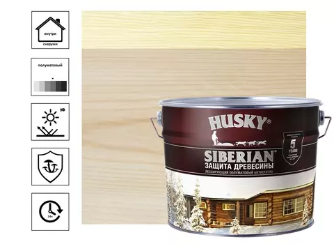 Антисептик Husky Siberian полуматовый бесцветный 9 л