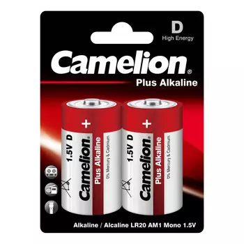 Батарейки Camelion LR20 Plus Alkaline BL-2 (LR20-BP2,1.5В) 2 шт.