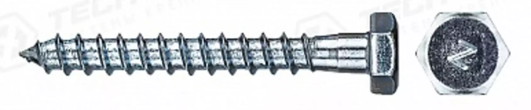 Болт Tech-Krep 8х60мм DIN 571 сантехнический оцинкованный, 25 шт