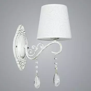 Бра N2755/1W WG белое золото/хрусталь/абажур 1х40Вт Е27