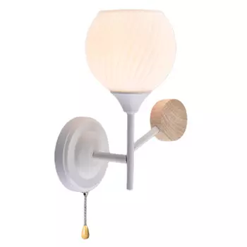 Бра РОСТОК XA1580/1W WH+WOOD 1х60W E27 h280, HN23 цвет белый/дерево