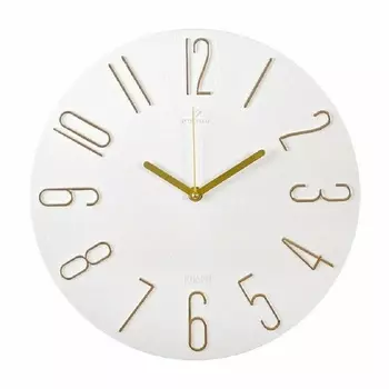 Часы настенные, интерьерные, бесшумные d-30 см, цвет белый
