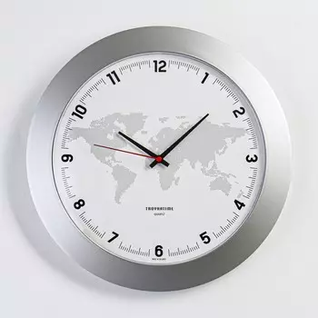 Часы настенные, серия: Интерьер, d-30.5 см цвет белый,серебро