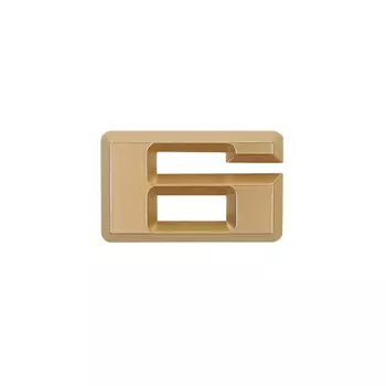 Цифра 6, пластик, самоклеющаяся, 37х60, матовое золото