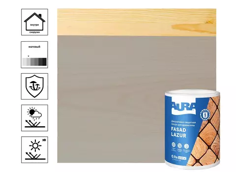 Декоративно-защитная лазурь для древесины "Aura Fasad Lazur" маренго 0,9л