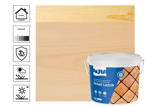 Декоративно-защитная лазурь для древесины "Aura Fasad Lazur" дуб 2,5л