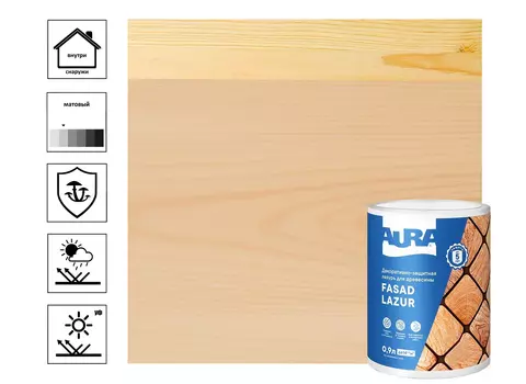 Декоративно-защитная лазурь для древесины "Aura Fasad Lazur" дуб 0,9л