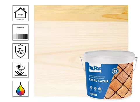 Декоративно-защитная лазурь для древесины "Aura Fasad Lazur" белая 2,5л
