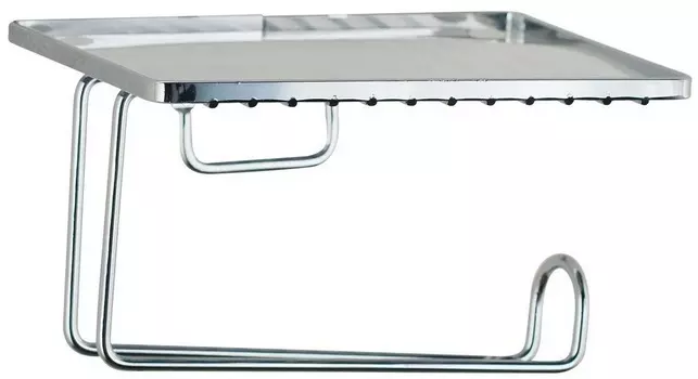 Держатель туалетной бумаги с полкой д/моб.телефона, хром