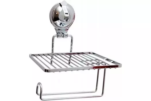 Держатель туалетной бумаги с полочкой на присоске (Air-lock) UI-3003