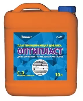 Добавка пластифицирующая Оптипласт для бетонов и строительных растворов 10 л