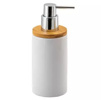 Дозатор жидкого мыла EXO белый, керамика/бамбук