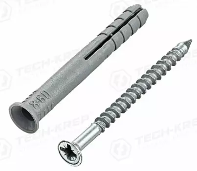 Дюбель-гвоздь Tech-Krep 8х60 мм потайная манжета, полипропилен, 20 шт