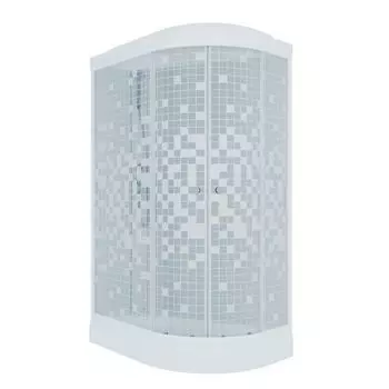 Кабина душевая Коралл А 120х80 см, левая, низкий поддон, мозаика, белый